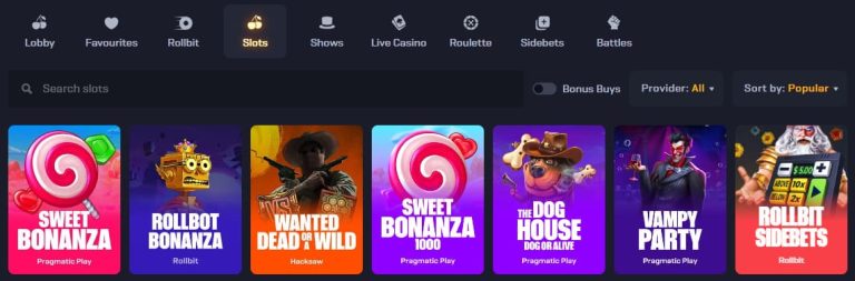 Rollbit Casino machines à sous