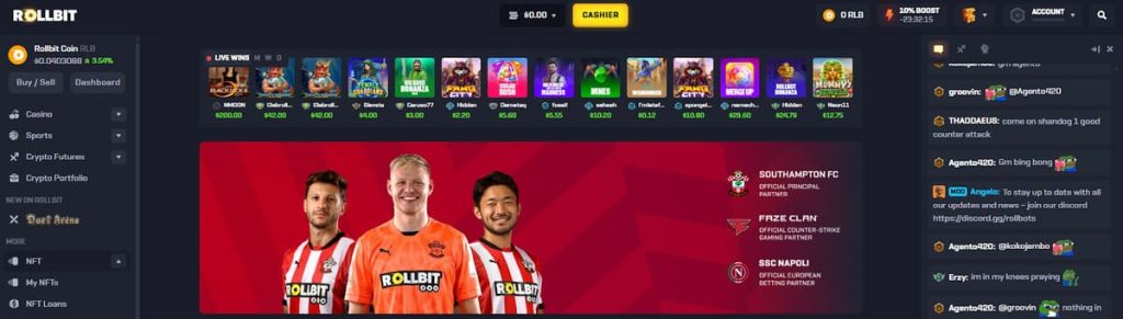 Rollbit Casino page accueil
